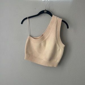 One shoulder sweater crop top